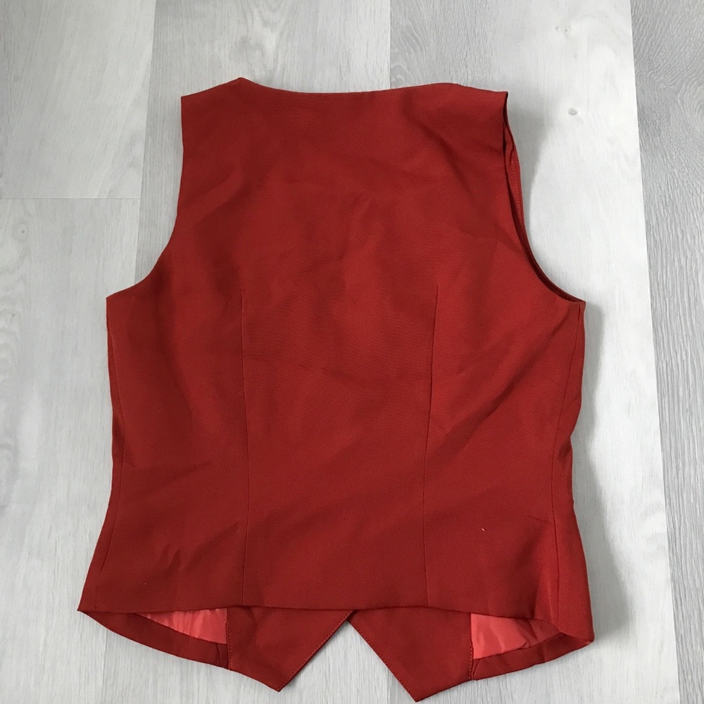 KAIIA ASOS RED TAILORED VEST BUTTON V NECK WOMENS 4 - Picture 6 of 7